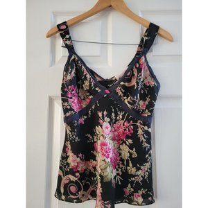 Oscar de la renta Pink Label Black Rose print baby doll Camisole size Meduim